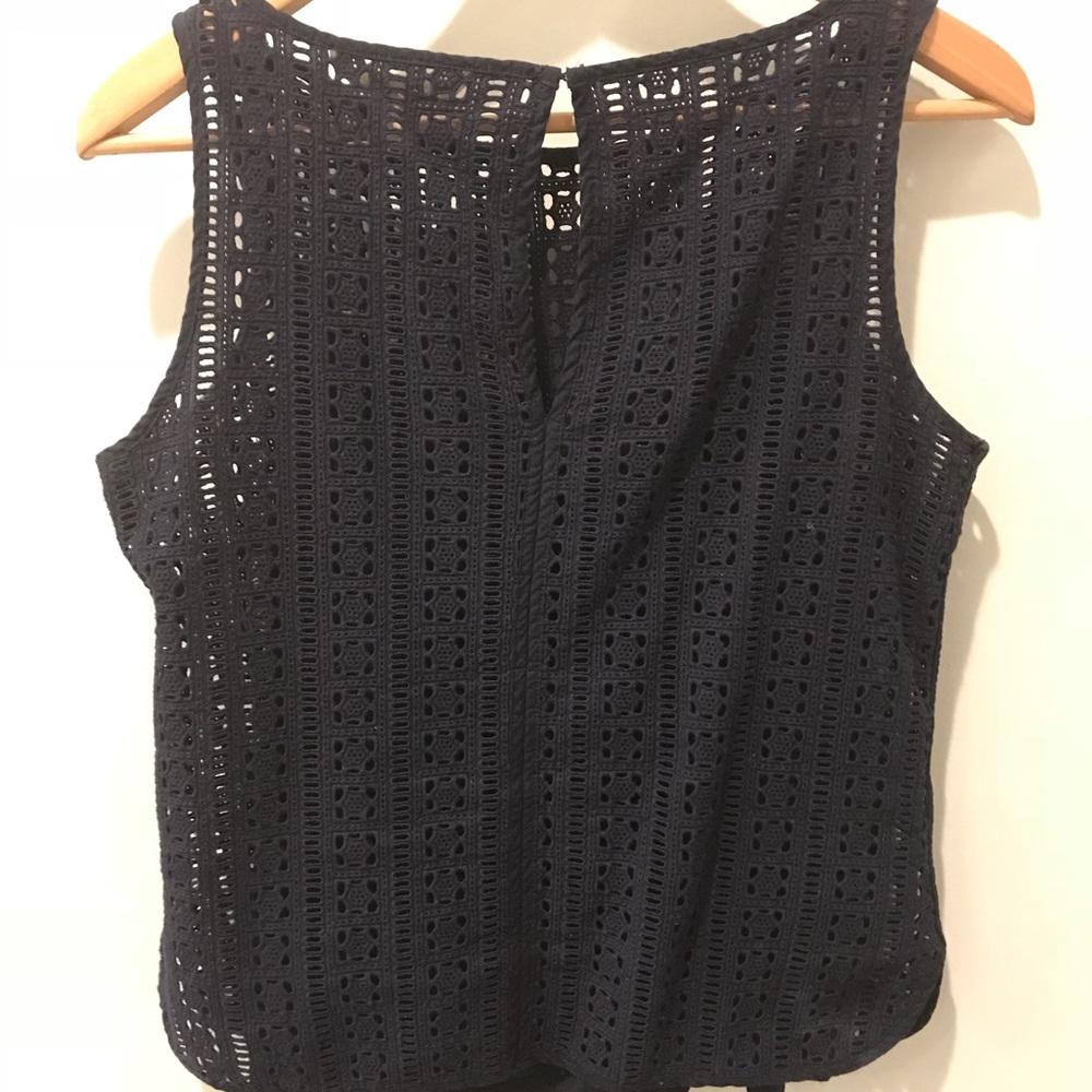Navy Eyelet Sleeveless Top